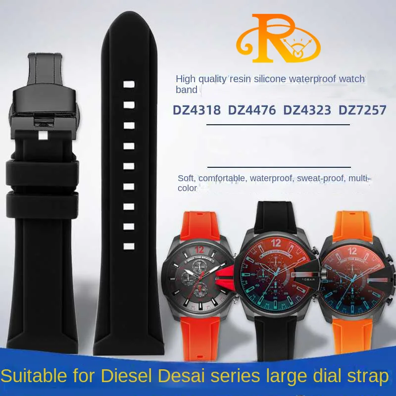 24 26Mm Per Cinturino In Silicone Diesel Dz4318 7395 4496 4323 Jeep Hamilton Breitling Cinturino Per Orologio In Gomma Morbida Impermeabile
