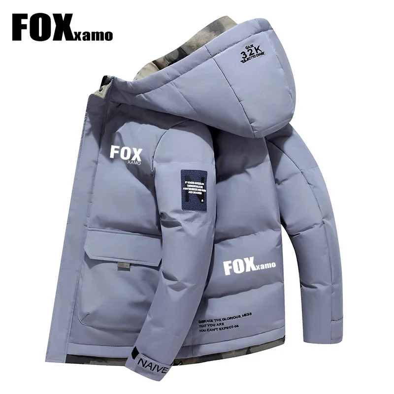 Foxxamo 야외 스포츠 두꺼운 후드 사이클링 재킷, 가디건 프린트 재킷, 작업 스타일 코튼 하이킹 코트, 가을 겨울