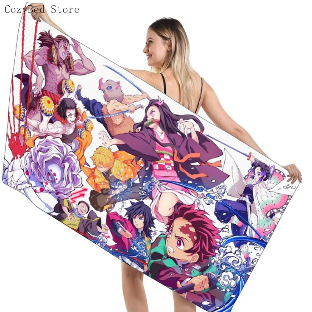 Bathing Towels Demon Slayer Nezuko Kamado Printing Anime Home Decor Textile Comfortable Summer Beach Towel Toalhas De Banho 3