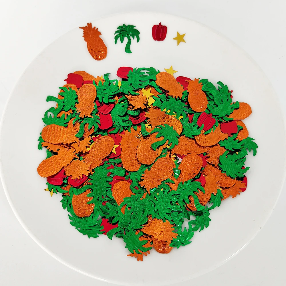 15G Hawaii Party Confetti Mixed Flamingo Turtle Leaf Pineapple Foil Confetti Summer Tropical Party Table Scatters Decorations