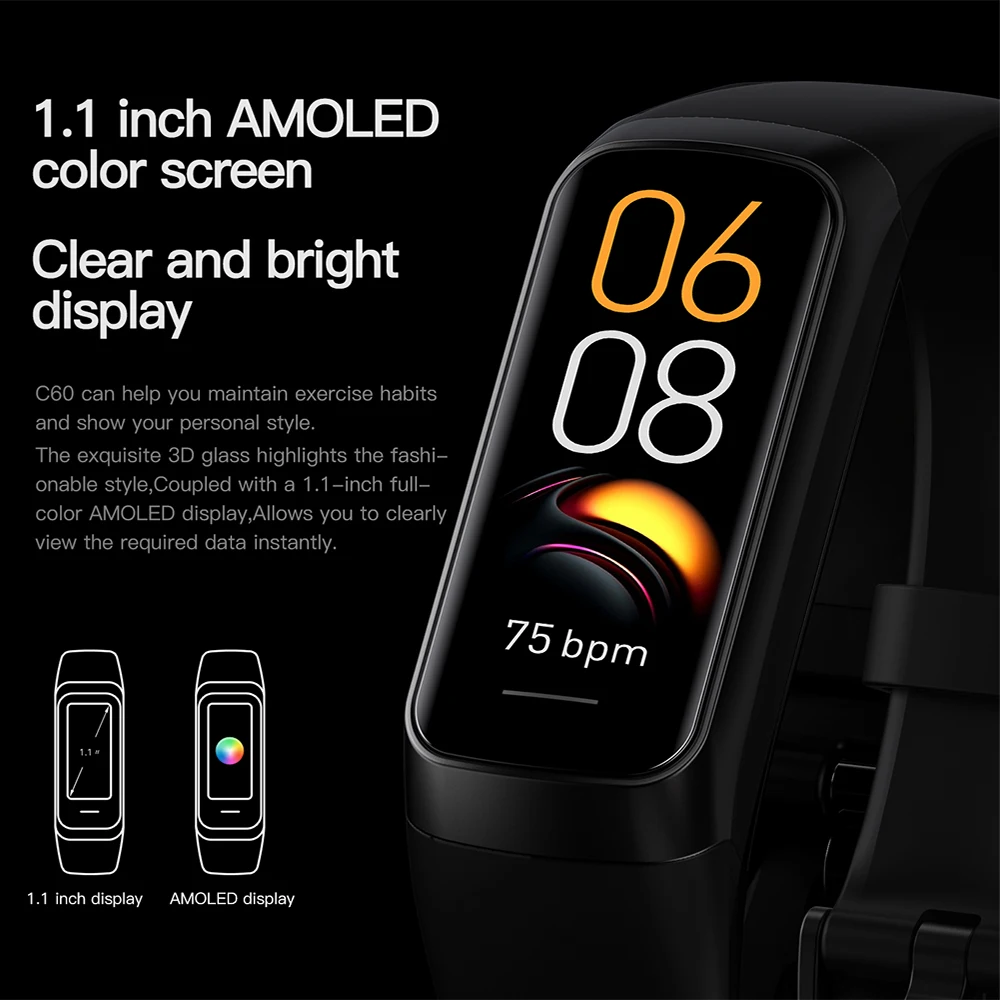 1.1'' AMOLED Men Smart Watch Body Temperature Monitor Fitness Clock Sports Waterproof Smartwatch Band for Women IOS Android 2025