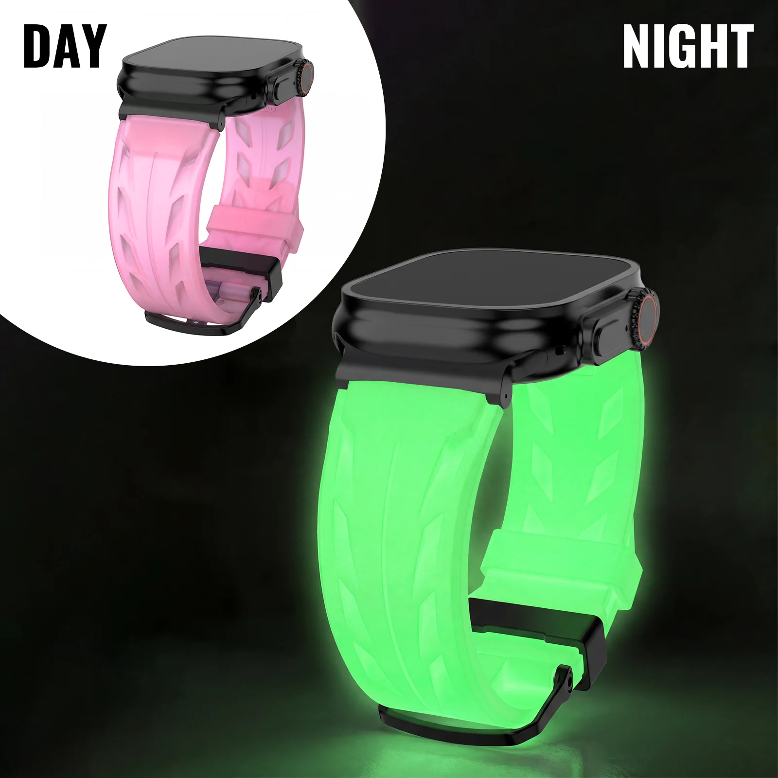 Glow-in-the-Dark Silicone Watch Strap