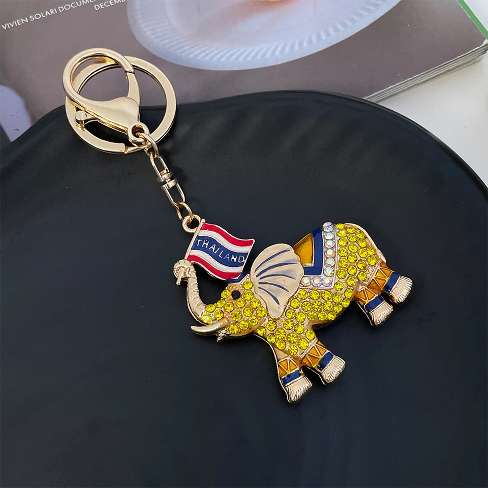 Luxury Crystal Elephant Keychain Women's Handbag Pendant Thailand