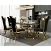 Luxury Dining Table Set, 72 Inch U-Base Modern Dining Room Table with 6 Black Velvet Upholstered Dining Room Chairs, Dinning Set 1