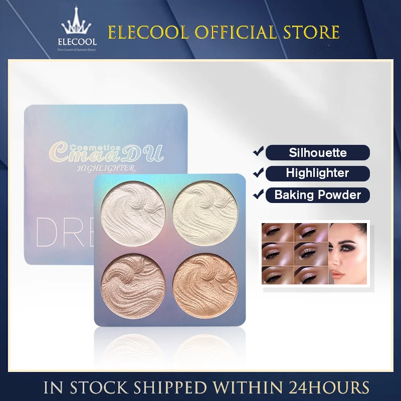 4Color Face Highlighter Palette Bronzer Contouring Highlight Powder Makeup Face Shimmer Shine High Lighter Iluminador Maquillaje