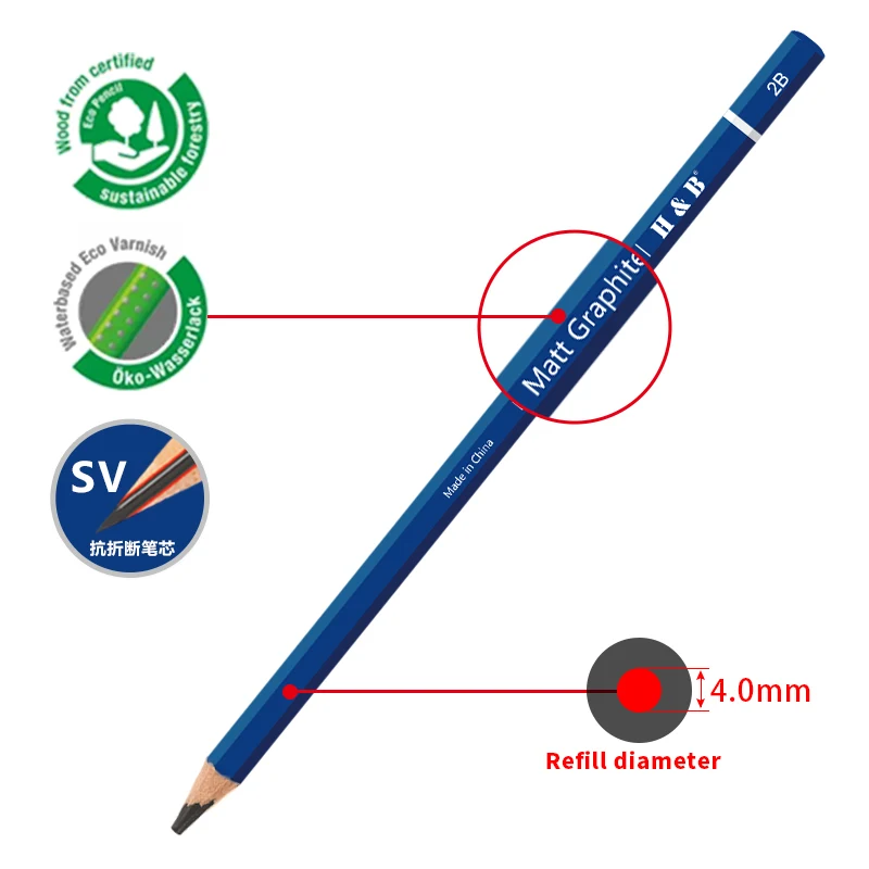 Matt Sketching Pencils Set 6/9Pcs Art Graphite Pencil Painting Drawing Shading Beginners Artists Supplies