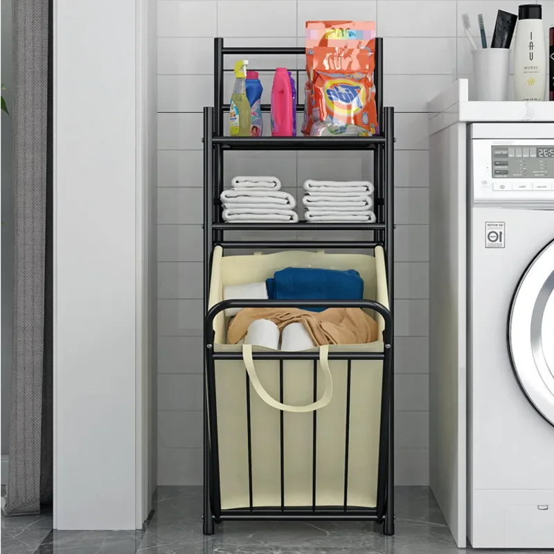  Versatile Oxford Toilet Laundry Basket Creative Classification Storage Iron Towel Shelf For Bathroom Use