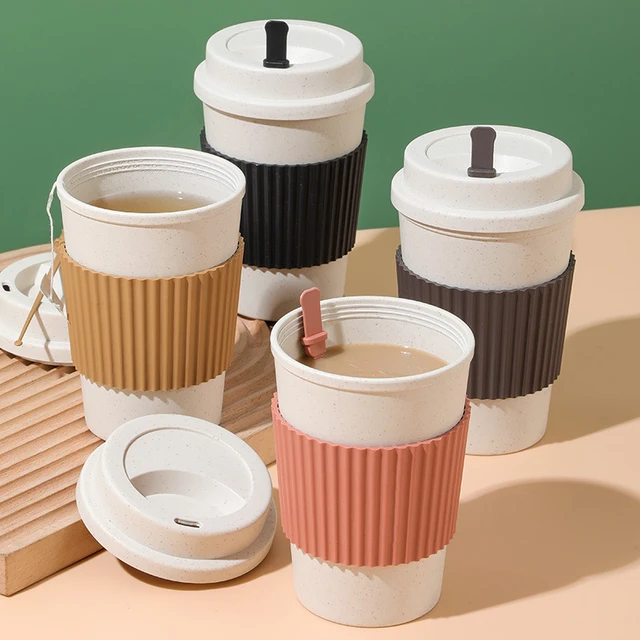 Reusable Coffee Cups With Lids Wheat Straw Portable Coffee Cup Dishwasher  Safe Eco Friendly Coffee Mug Coffee Tea Espresso Cups - AliExpress