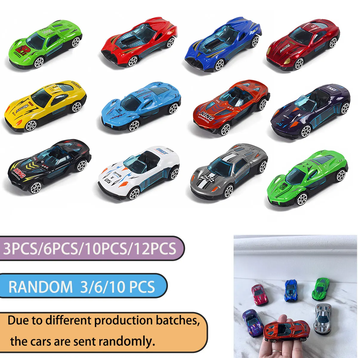 Random 3/6/10/12 Alloy Car Model Metal ABS Simulation Sports Racing Car Kids Toy for Boys Diecasts Play with a Big Car Gift