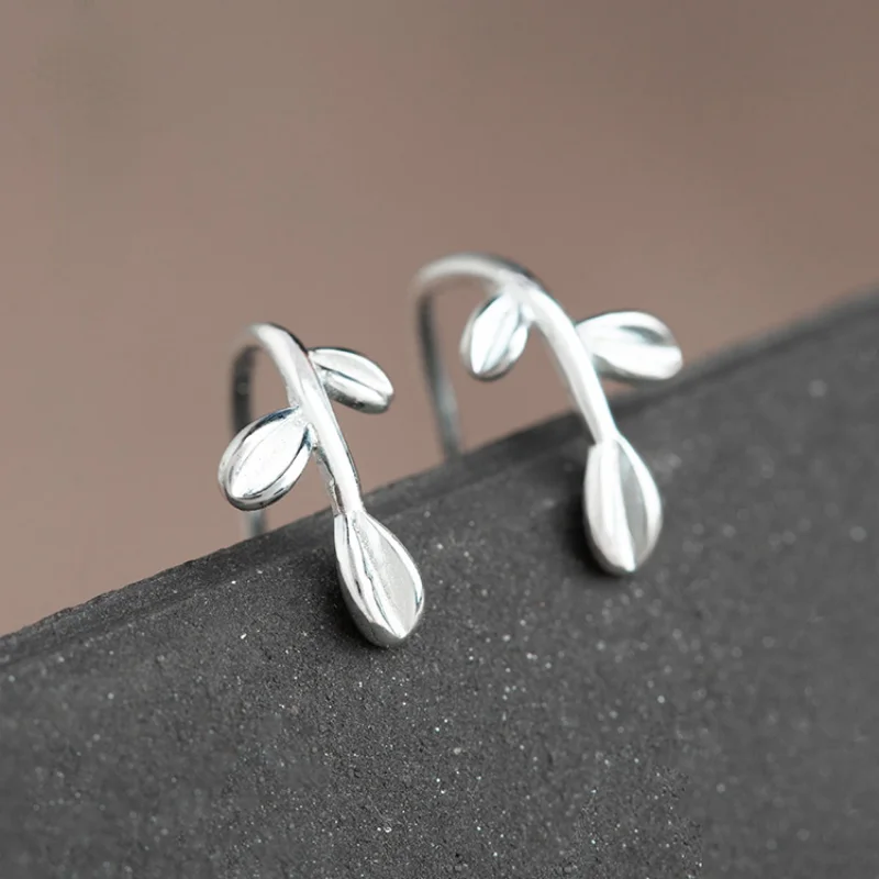 

high-quality New Leaf Earrings 925 Sterling Silver Stud Earrings for Women Earrings Jewelry Brincos Bijoux