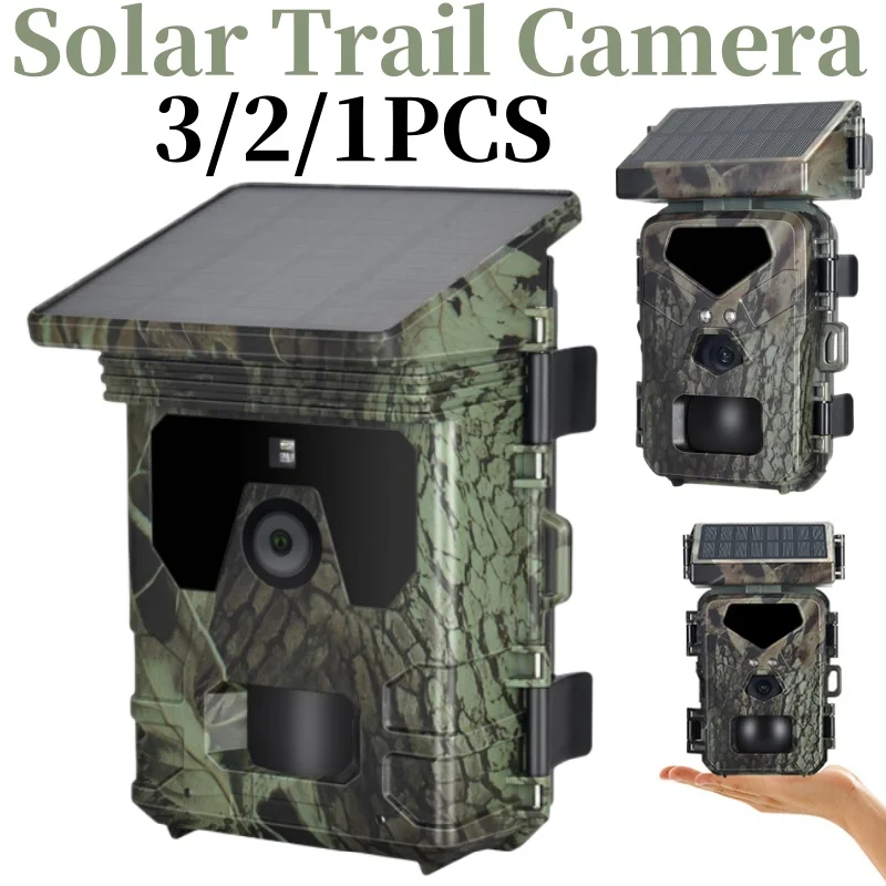 Solar Trail Camera 20MP 1080P Solar Wildlife Trail Camera Infrared Night Vison Wild IP65 Waterproof for Wildlife Scouting