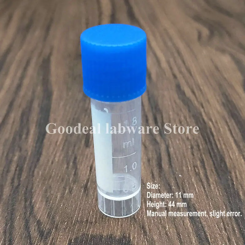 50pcs 1.8ml Plastic Screw Mouth Freeze Pipe with Leakproof Washer,Transparent Graduated Cryovial,Reagent Storage Tube