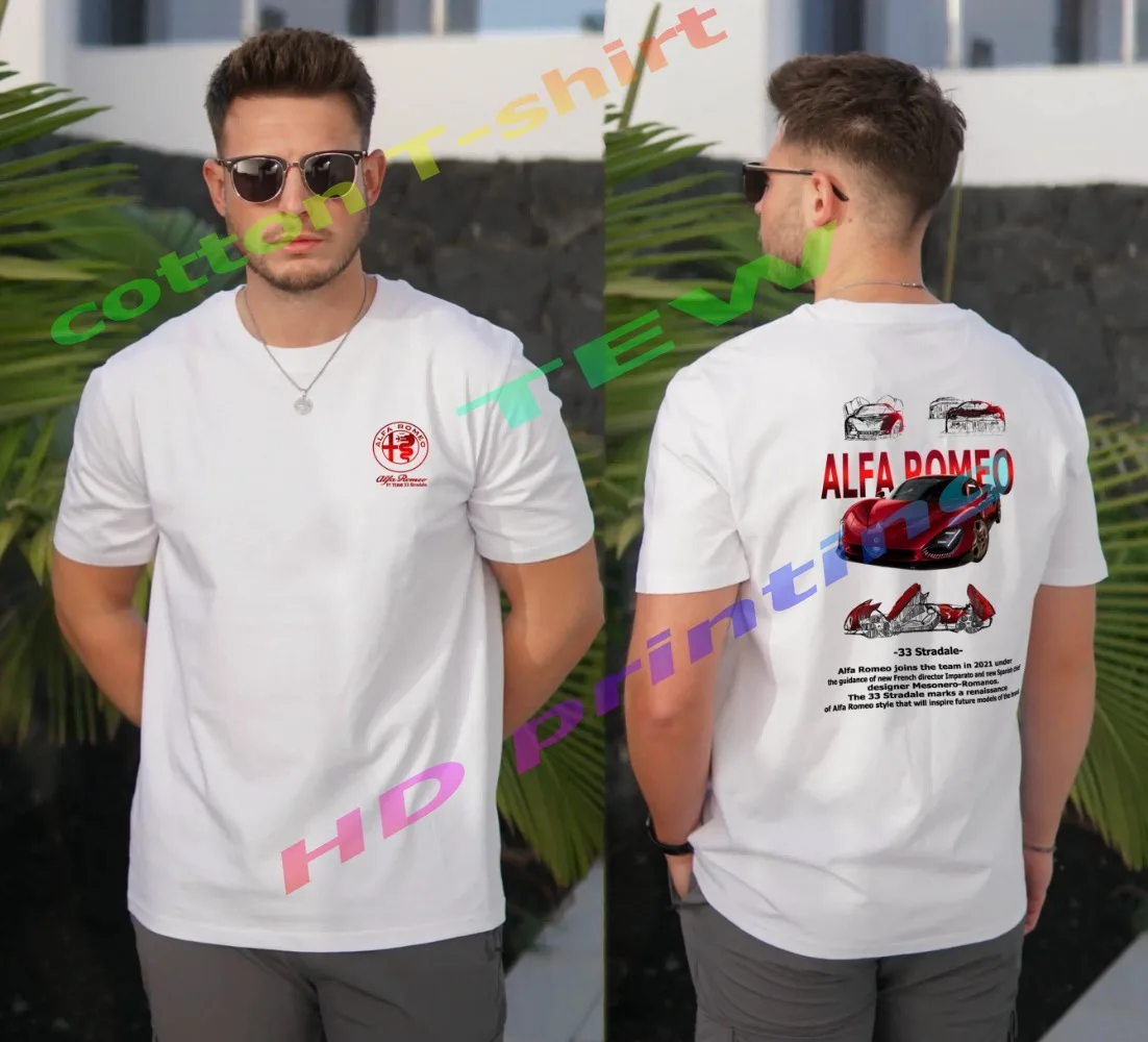 

[TEW] 4XL-6XL large size men racing 33 Stradale cotton T-shirt Alfa Romeo pattern women casual exclusive design short sleeves