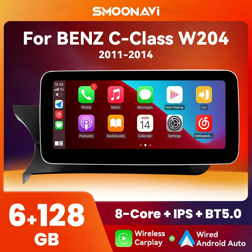 

Автомобильная Мультимедийная система Carplay, Android 12, AI Voice, для Mercedes Benz C-Class W204 2011-2014, 8 ядер, 6 ГБ, 128 ГБ, IPS, Wi-Fi, DSP