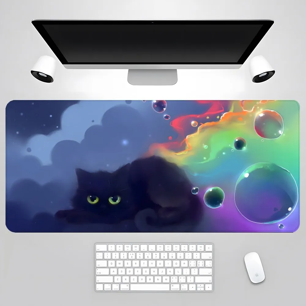 Anime Pink Cute Cat Mouse Pad XXL Deskmat Mats Gamer Pc Gaming Accessories Rubber Mat Keyboard Cabinet Mause Laptops