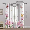 2pcs, Window Curtain Floral and Butterfly Print Polyester Easy Install (without rod) Versatile All Use for Bedroom & Living Room 5