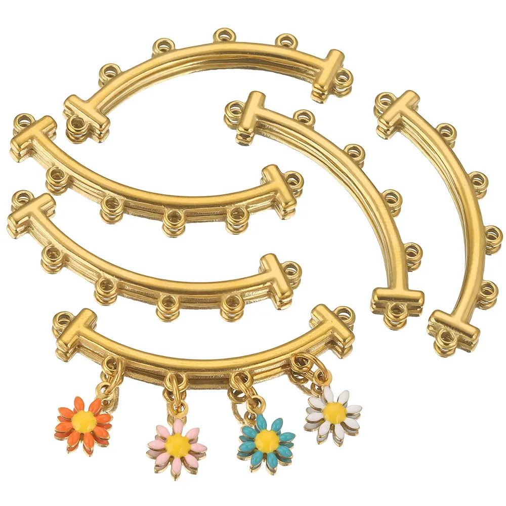 

5pcs Stainless Steel Boho Necklace Bracelet Layer Pendant Bail Connector For Jewelry Making Supplies Jewelry Clasp Accessorie