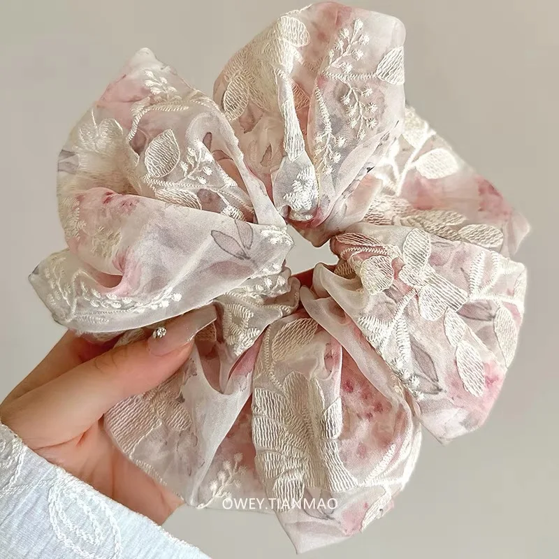 6 Organza-Haargummis, Elastisch – Weich, Glänzend, Für Damen & Mädchen, Mittlere Größe