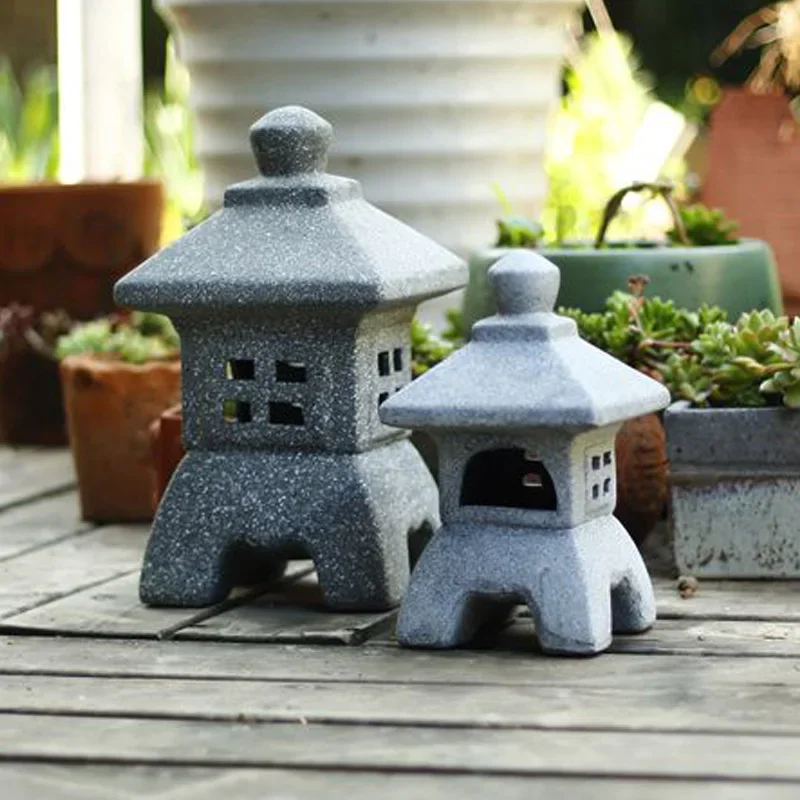 Japanese Pottery Imitation Stone Lamp, Decoration Products, Courtyard, Marble, Red Clay, Garden Lantern
