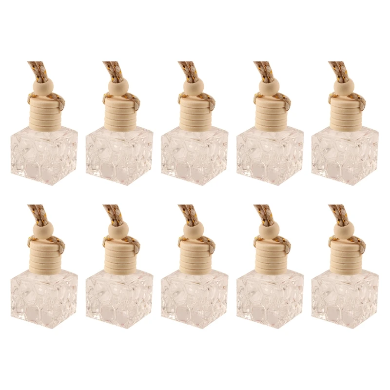 D0AD-Car Hanging Glass Bottle, Empty Dispenser, Refillable Essential Oils Diffuser, Air Fresher Pendant, 10Pcs 3