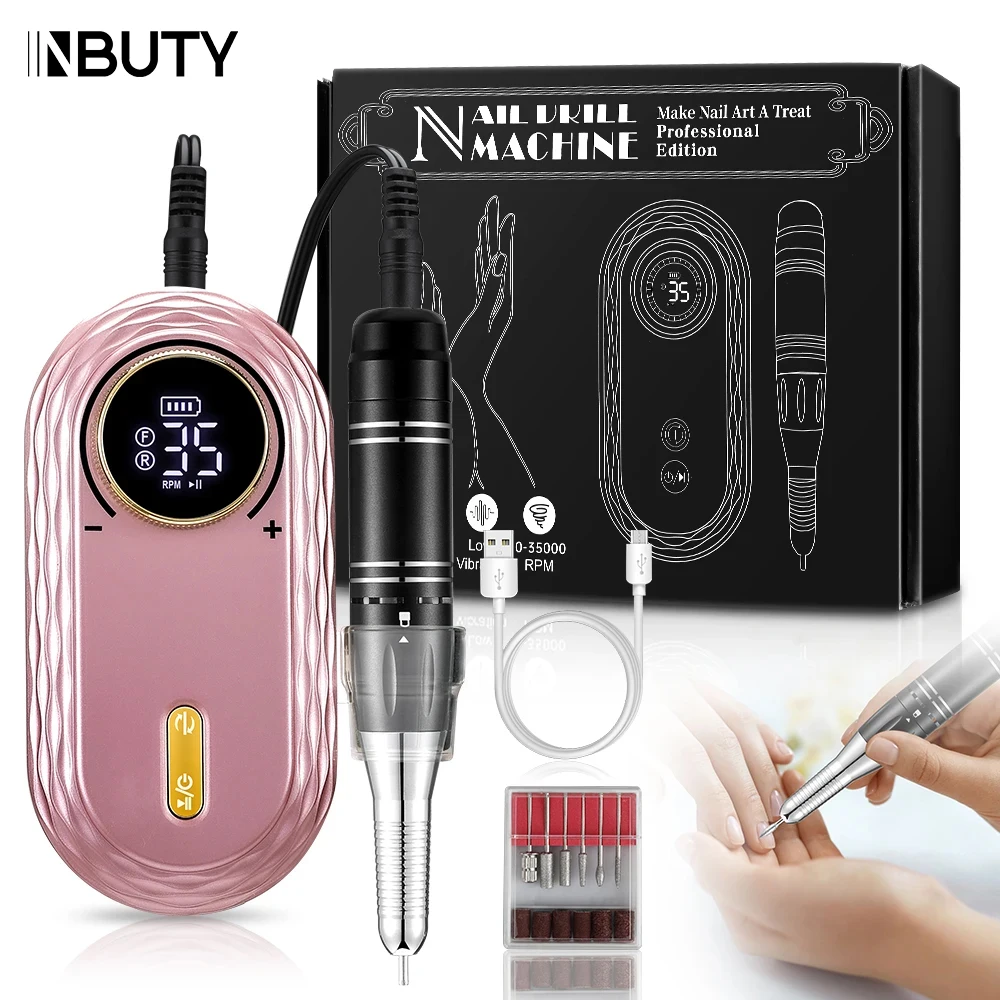 

INBUTY 35000RPM Nail Drill Machine With HD LCD Display Rechargeable Nail Drill Sander For Manicure Nail Drill Milling Machine