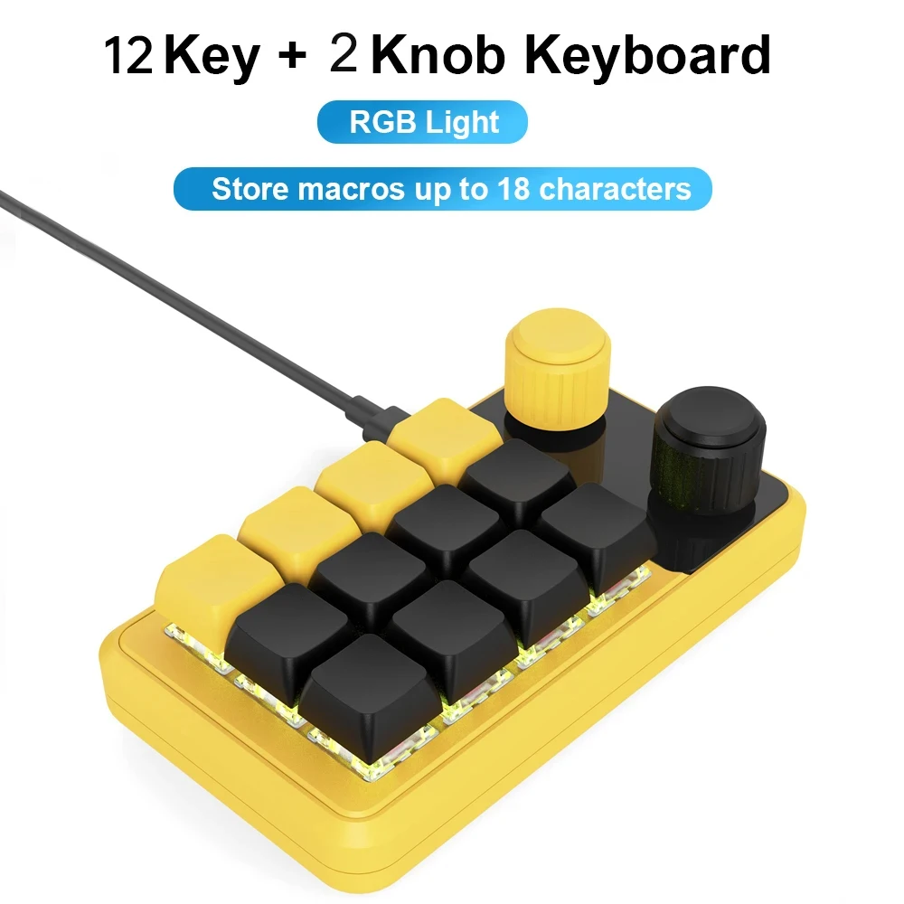 RGB Mechanical Customizable 12-Key Macro Keypad for Creative & Gaming Use