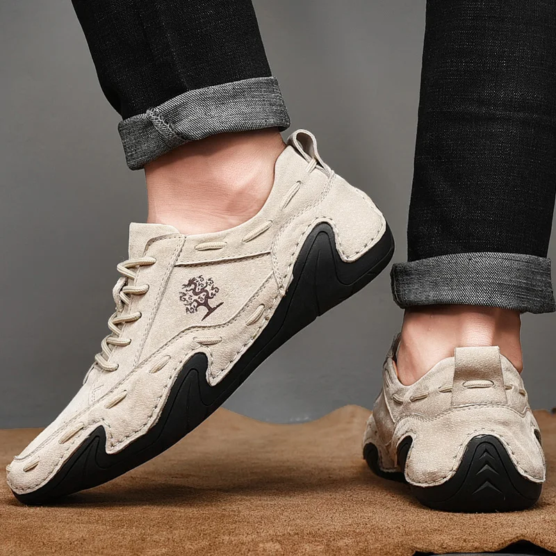 Genuine Leather Octopus Bean Men Loafers Walking Sports Driving Shoes