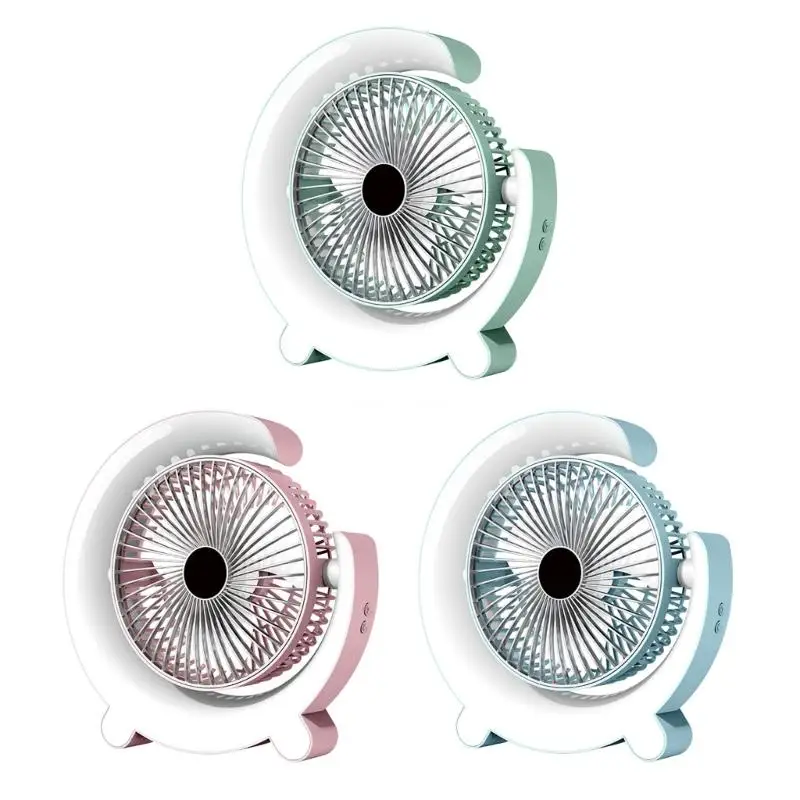 

Plastic Electric Fan Table Fan USB Office Fan Small Cooling Fan with Colorful Light Desk Fan Small Desk Fan for Room Dropship