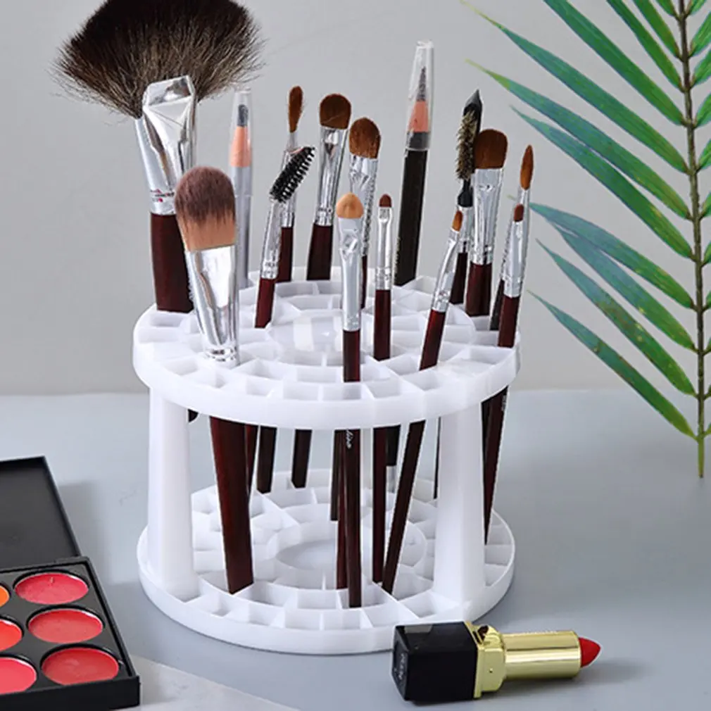 52 Holes Makeup Brush Holder Round Organizer Multi-function Rack Painting Brush Stand For Cosmetics Drying Pen Holder For Desk