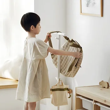 رف تخزين حقيبة الكتب بقضيب واحد ، رف معلق بجانب المكتب ، حامل أرضي ، رف ملابس للأطفال ، منظم معطف غرفة المعيشة - Image 5