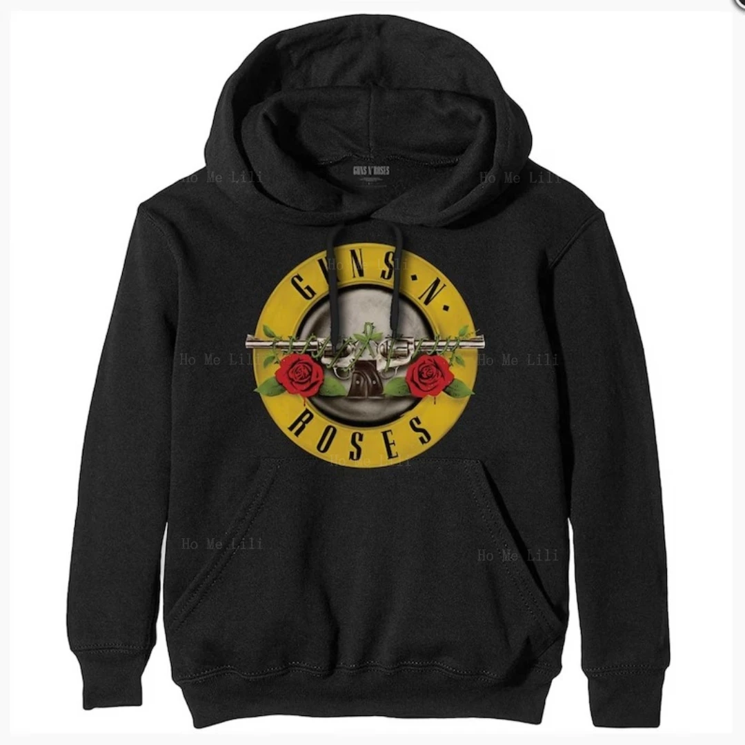 Guns N Roses Felpa Con Cappuccio Pre Ristretto Nera Pullover Unisex Merce Uomo Donna