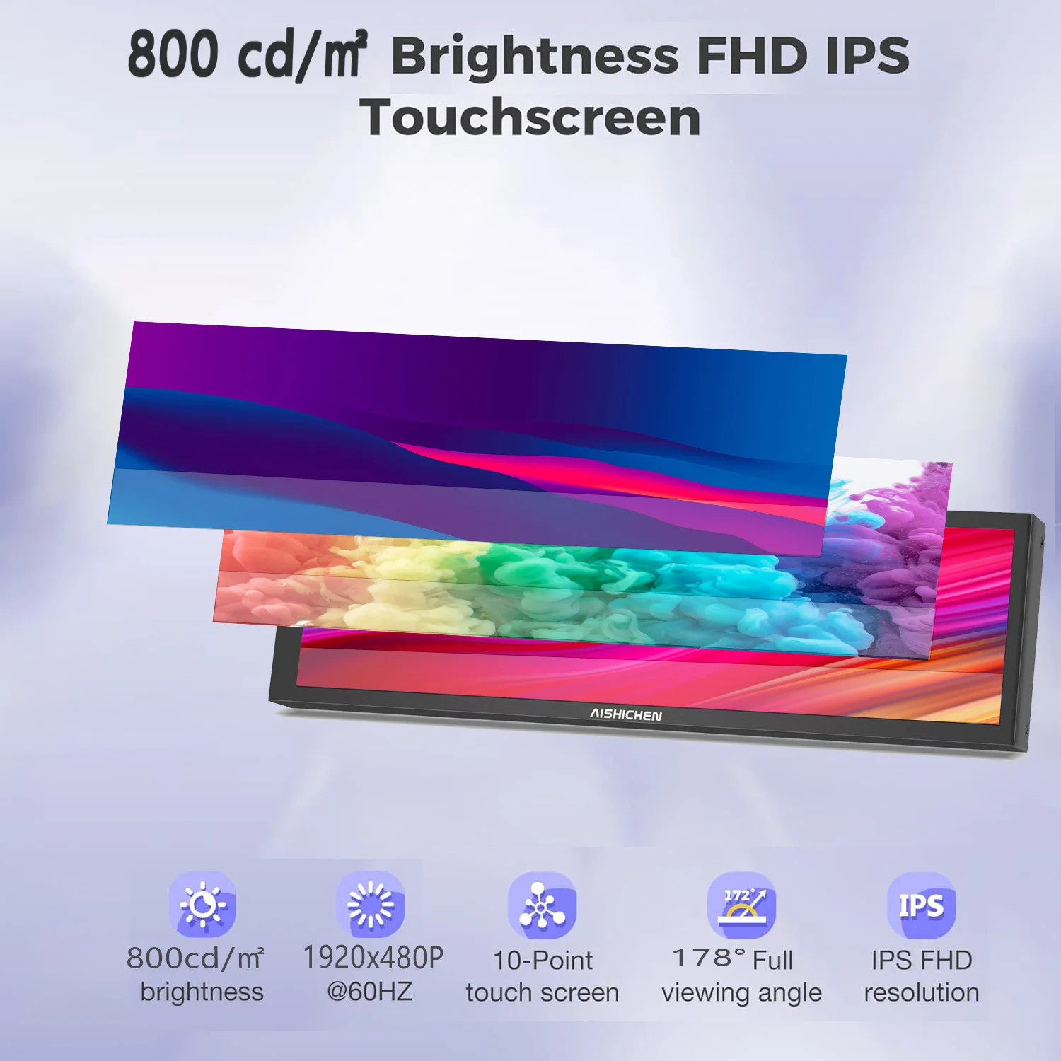 8.8 inch HDMI Touch Long Wide Monitor With Case PC