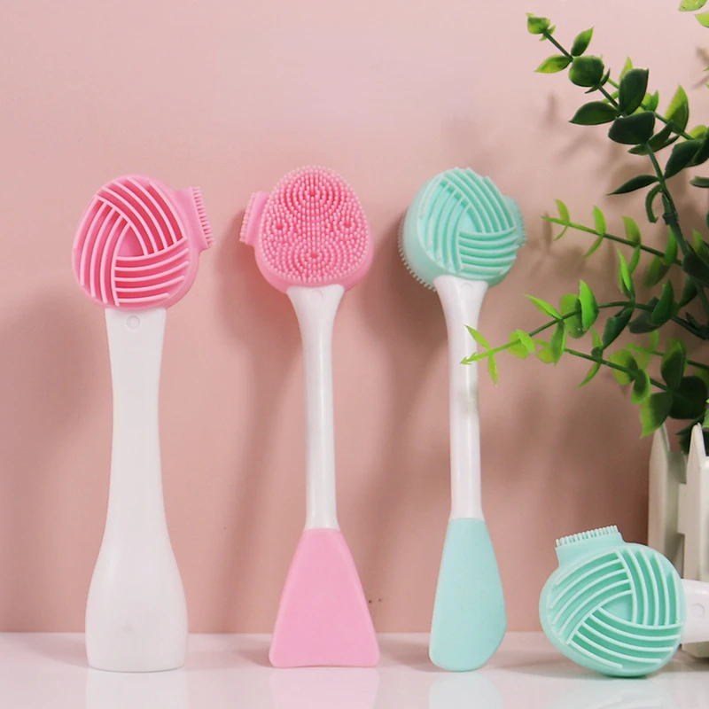 

Double Head Face Wash Brush Beauty Clay Film Brush DIY Beauty Tool Film Rod Makeup Removal Purpose Silicone Facial Clean Brush