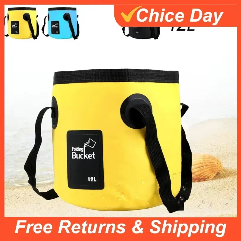 12L/20L Fishing Bucket Folding Waterproof Convenient Fishing Box Travel Collapsible Foot Soaking Bucket Camping Container Bag