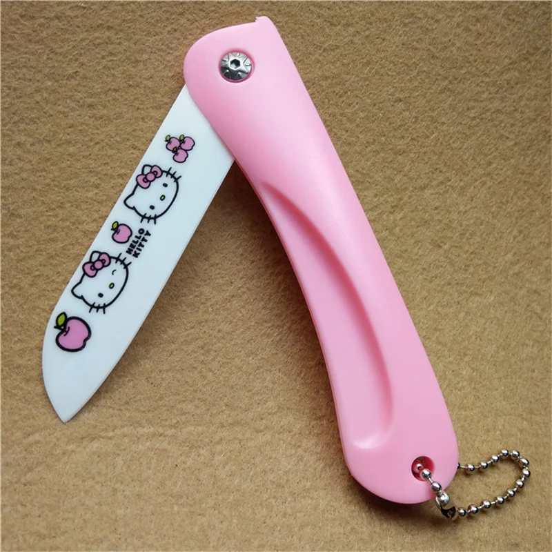 Adorable Hello Kitty Ceramic Folding Fruit Toy Knife - Travel-Friendly Kawaii Sanrio Anime Cartoon Series Food Toy Knife and Peeler Set for Home and On-the-Go Fun - Image 3