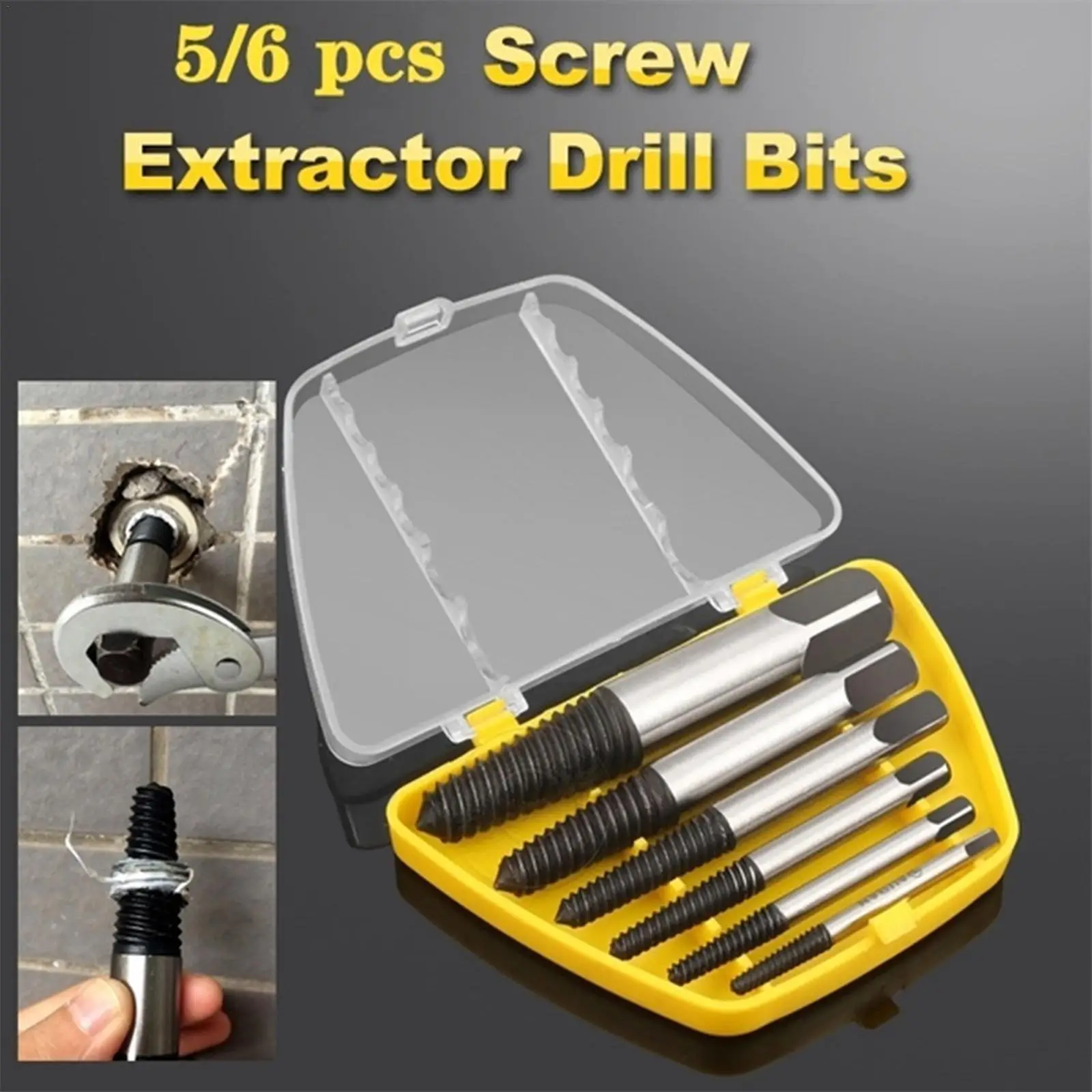

Damaged Broken Screw Remover Extractor Drill Bits 5/6Pcs Damaged Center Bolts Steel Out Remover Drill Remover Easy