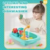Kids Kitchen Sink Toys Electric Dishwasher Playing Toy With Running Water Pretend Play Food Fishing Toy Role Playing Girls Toys 6
