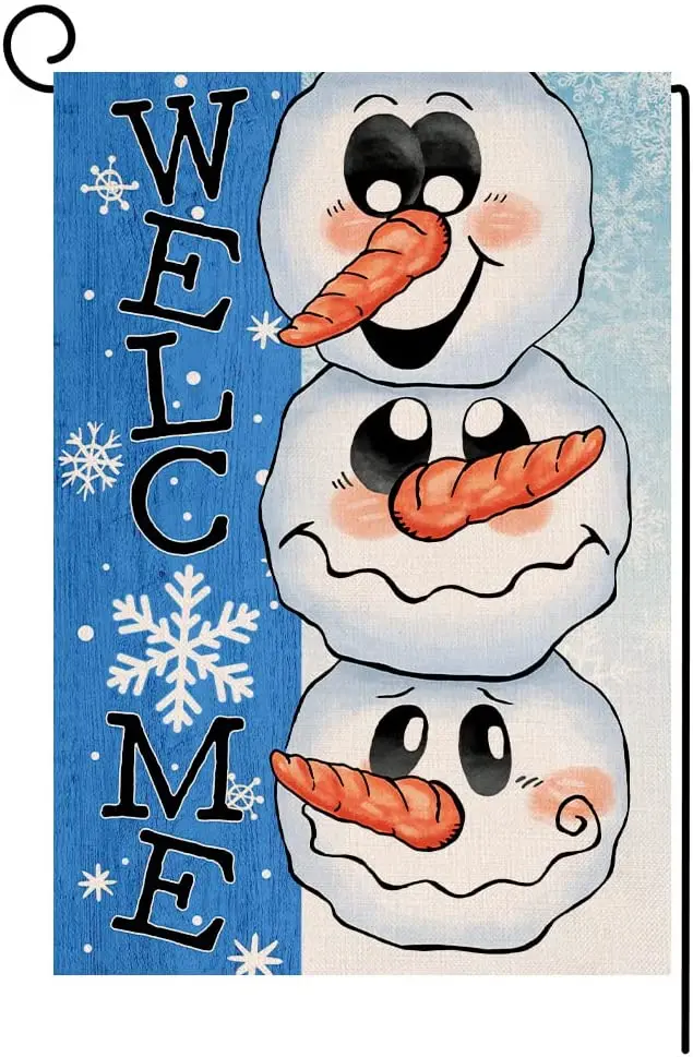 

Рождественский Снеговик, Садовый флаг 12x18 дюймов, вертикальные двусторонние приветственные снежинки, фермерские зимние праздничные уличные украшения