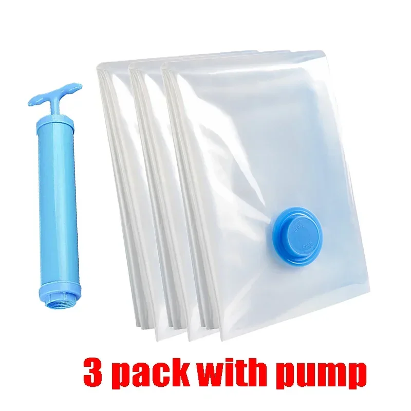 Space-Saving Vacuum Storage Bags with Hand Pump for Clothes, Blankets, and Bedding
