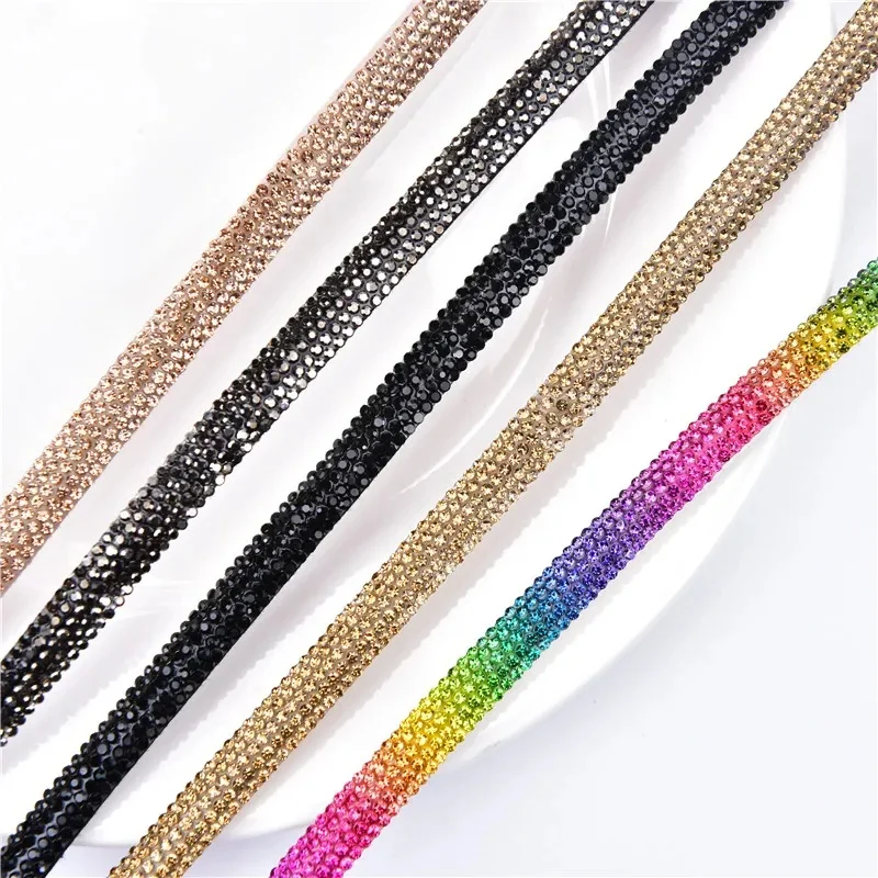 5/10 Meter sparkling semi-circular rhinestone tube 5/8 rows diamond ...