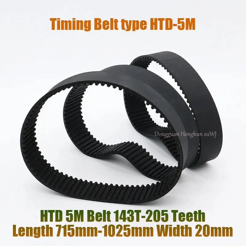 HTD 5M Timing Belt 715-800-900-1000-1025mm Length 20mm-Width 5mm-Pitch Rubber Pulley Belt HTD5M Teeth 143T-205T Synchronous Belt