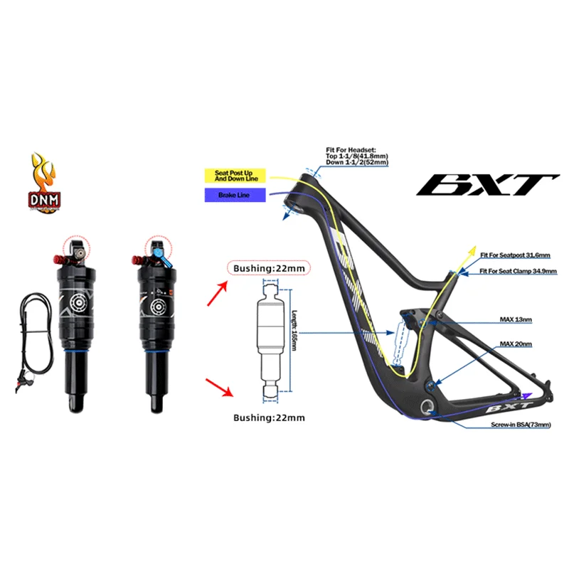 DNM AO38RC Soft Tail MTB Rear Air Shock Hand/Wire- Control