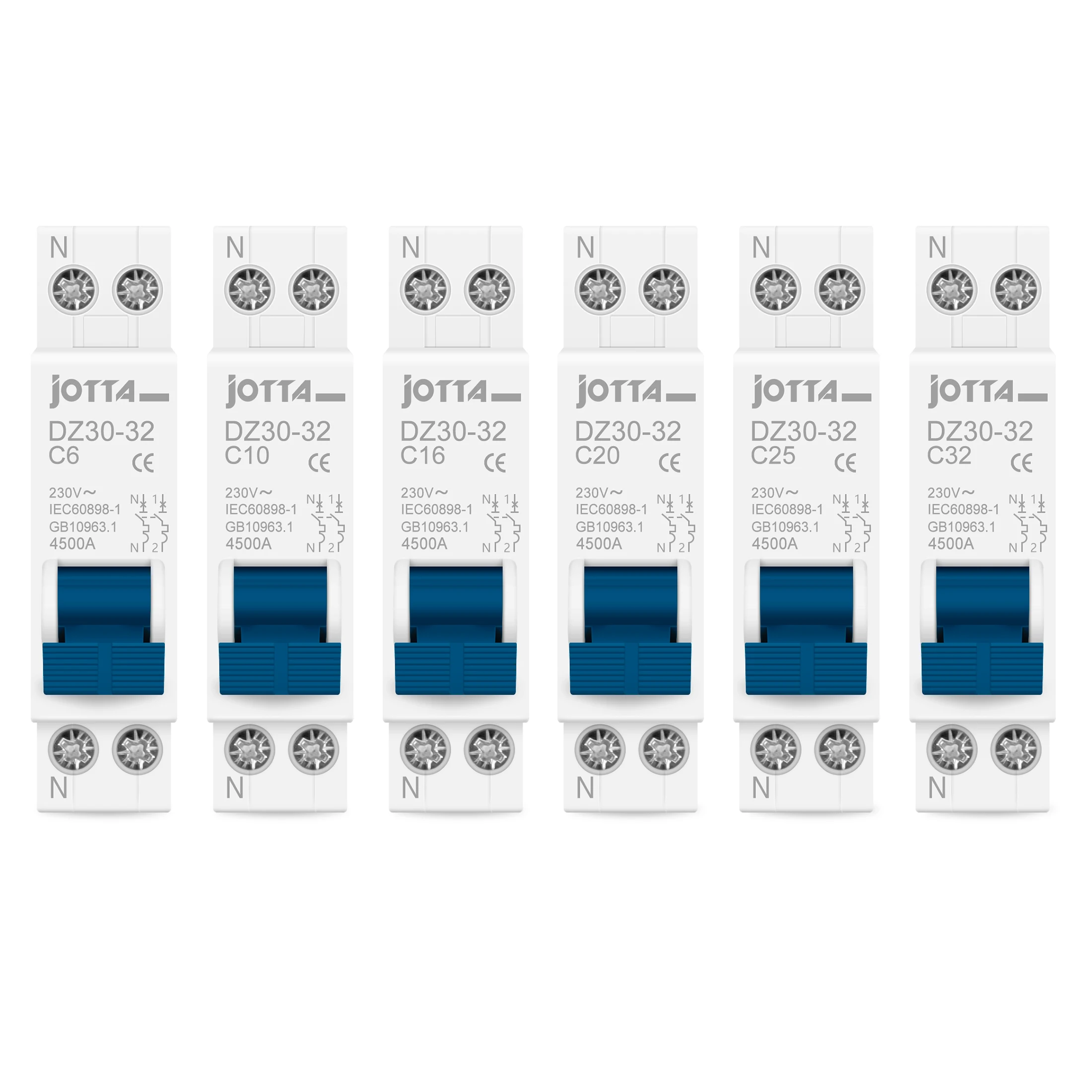 JOTTA Compact Din Rail Miniature Circuit Breaker, 6A-32A Range, Household Air Switch