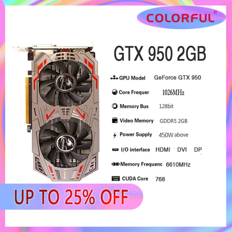 gpu pc Colorful Raphic Card GTX 950 960 1050TI 1060 1650 2GB 3GB 4GB 6GB  Video Cards GPU DVI HDMI DP  Desktop CPU Motherboard best graphics card for pc Graphics Cards