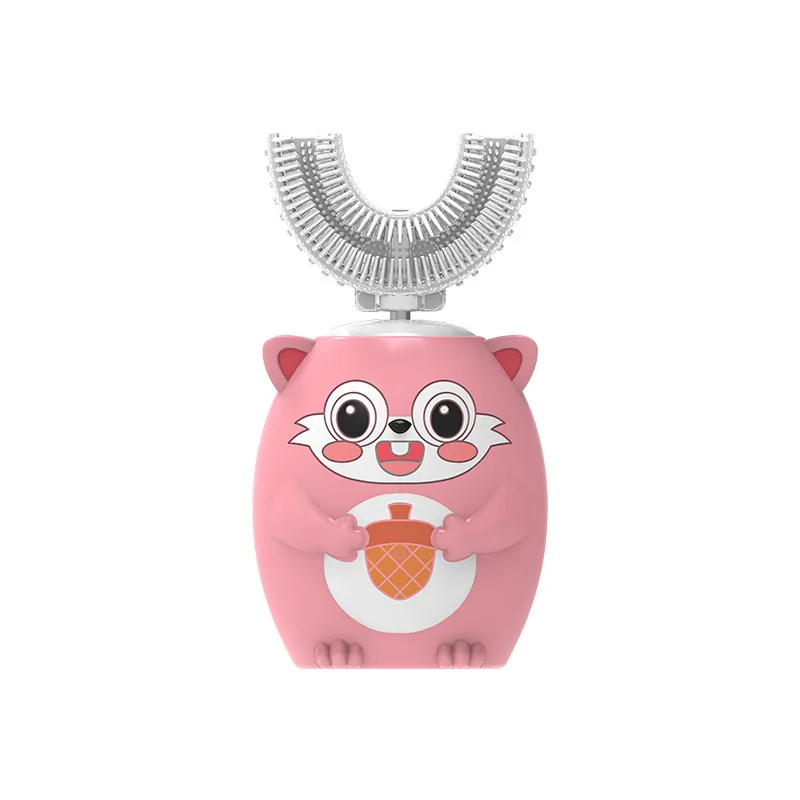 thumbnail image 1 of Cepillo de dientes eléctrico sónico para niños, recargable, 360 grados, automático, con dibujos animados, inteligente, en forma de U, de silicona para niños, 1 of 5