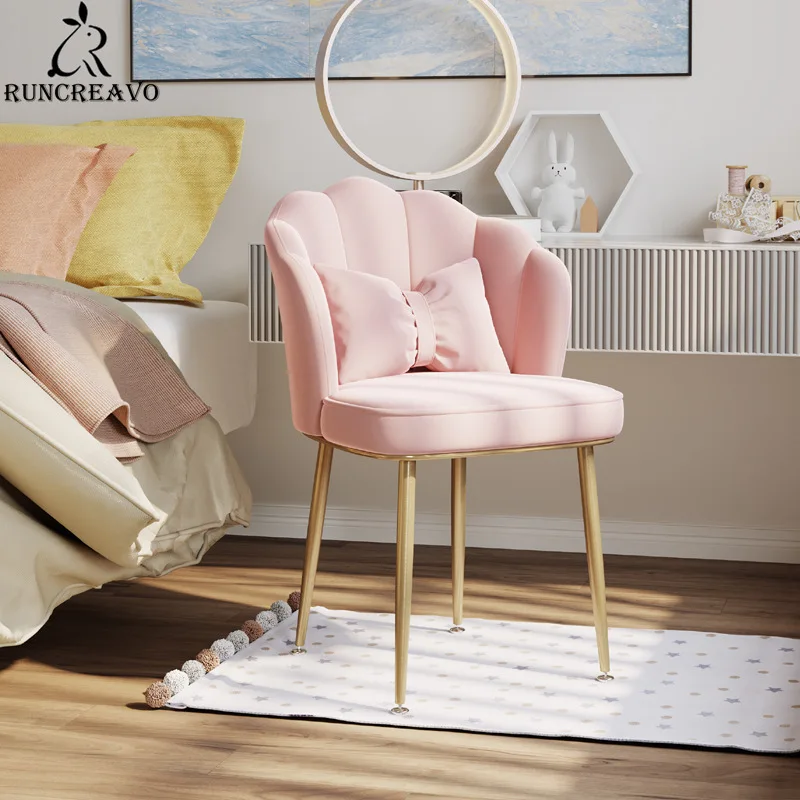 Nordic Chair Backrest Bedroom Desk Home Light Luxury Nail Stool Makeup Dressing Table Dining Chair Accent Chairs for Living Room