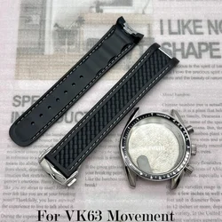 Multifunctional Speedmaster Watch Case with Silicone and Stainless Steel Straps - Moon Case Back (Black Bezel - 8)