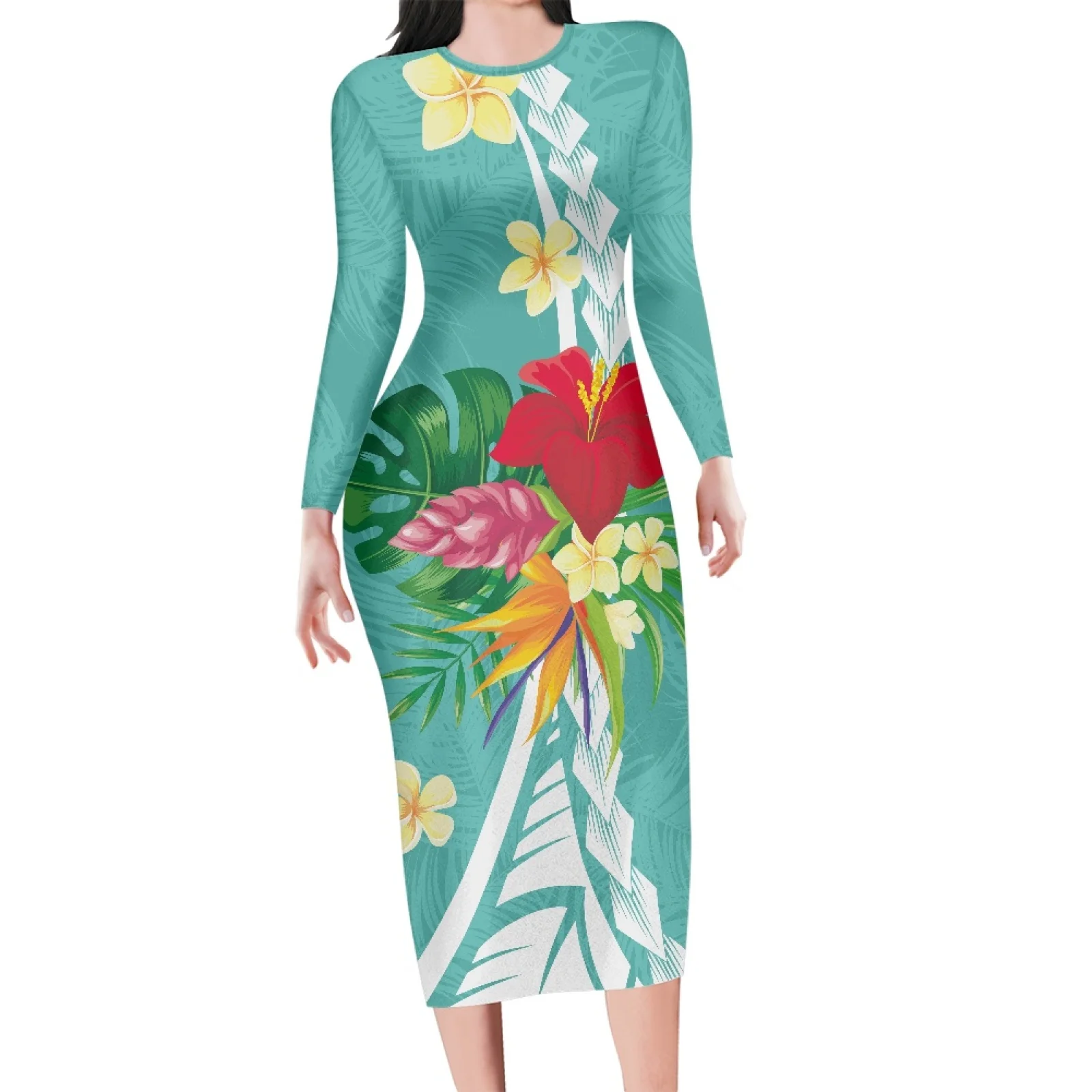 

Полинезийское облегающее Гавайское платье для женщин, татуировки Тонга и цветочные мотивы, банкетное платье, идеальная сексуальная одежда, скидка