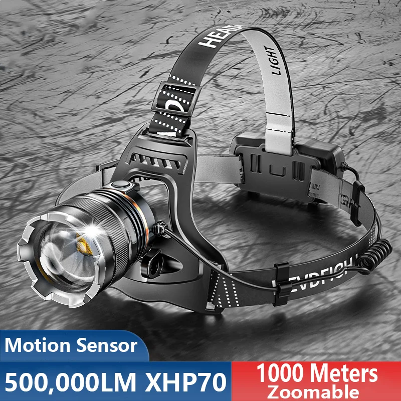 500 Meters XHP50 Super Sensor Led Headlamp Zoom High Power USB Rechargeable Fishing Headlight 18650 Camp Head Torch Waterproof | Освещение