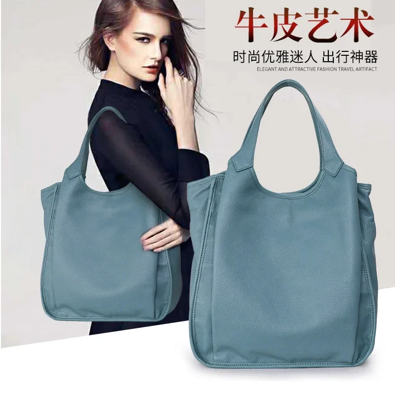 

Women's New Genuine Leather Headlayer Cowhide One Shoulder Fashion Versatile Tote Bag Large Capacity Handbag